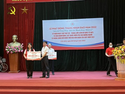Ông Nguyễn Văn Bắc- đại diện EUROLUB Việt Nam trao tặng số tiền từ thiện